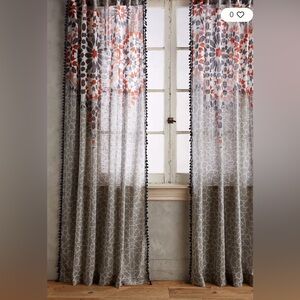 Anthropologie NIB Pair of Curtains Mosaic Moroccan Geometric Grey/Multi 108x50